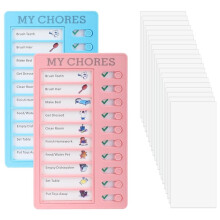 2 Pcs Chore Chart Memo Boards, Daily Schedule Chores Chart for Kids, Portable to Do List Boards +40 Papers