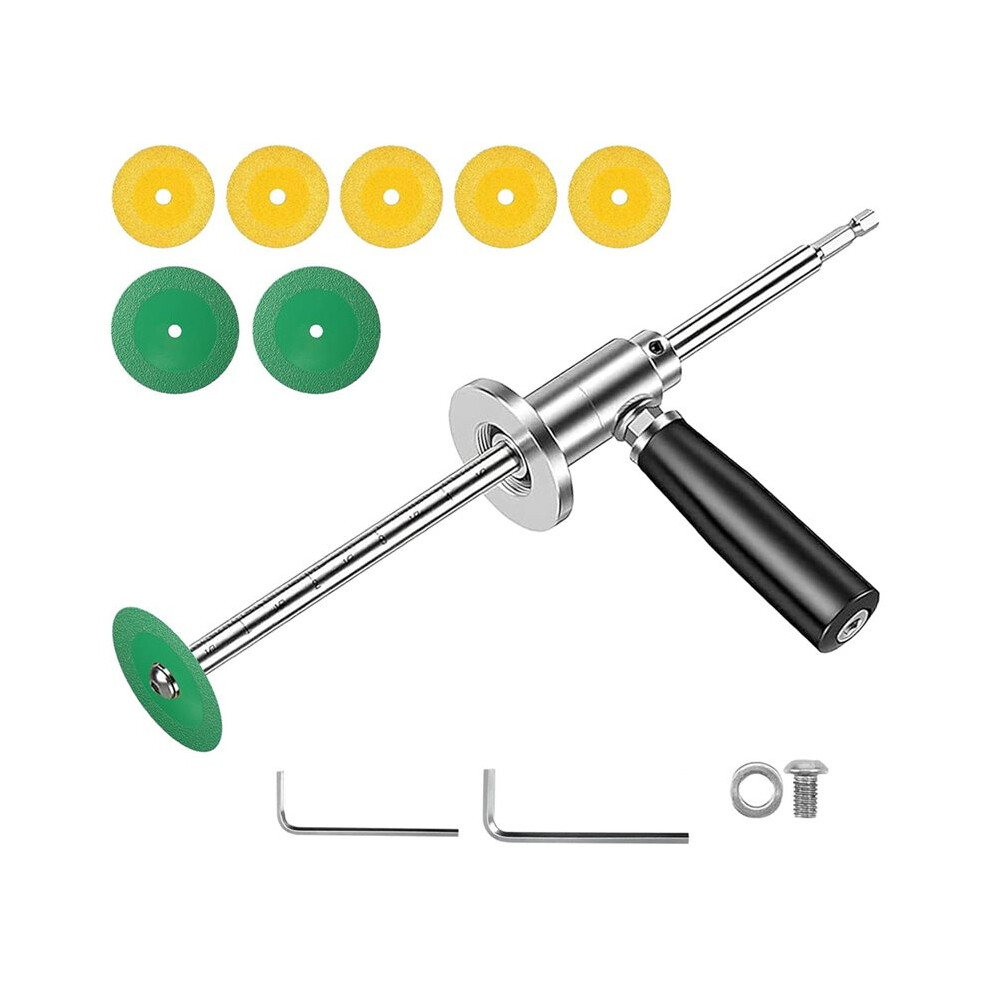7Inch Inside Pvc Pipe Cutter Tool For Drill, Adjustable Depth Internal Pipe Cutter With Handle And Grit Wheel 4711321998285