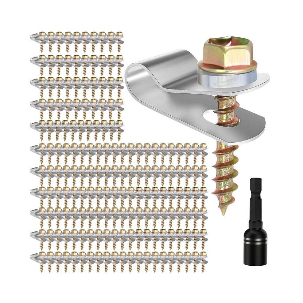 Stainless Steel Wire Fence Clips, Fasteners Post Screw With Wire Fixer, Agricultural Fencing Fence Wire Clamps(200Sets) 6032592299610