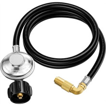 6 Fuß Langer Propangas-Adapterschlauch für Blackstone 17 & 22" Tischgrillplatten, Propangasreglerschlauch mit 90-Grad-Winkeladapter
