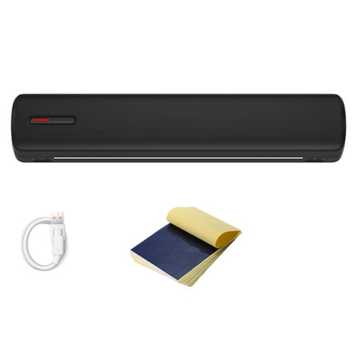 Portable Thermal Printer Wireless Tattoo Stencil Printer Inkless  Photo PDF Document Paper Roll Printer Black