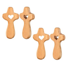 4Pcs Olive Wood Heart, Wooden Fidget, for Christians Prayer, Relieve Fingertip Pressure, for DIY Necklaces
