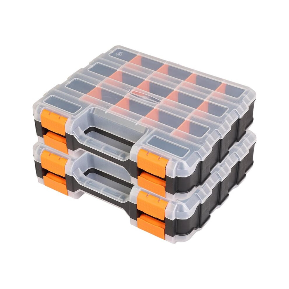 Tool Box With Transparent Lid, Double-Sided 34-Compartment Organizer With Removable Dividers, 2 Pack 4712444262062