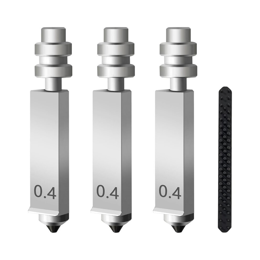 Saudism 3Pcs 0.4Mm Bimetallic Integrated Hardened Steel Nozzle For Kobra X Hotend Nozzle With 1 Nozzle Wiper