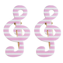 Trendy Star Striped Note Design Hair Clip Pack Of 2pcs-Pink