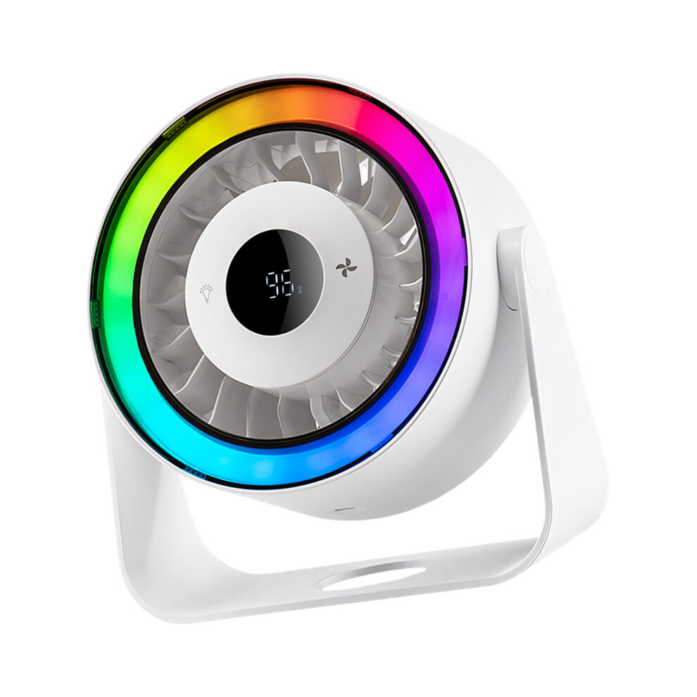 Compact Desktop Circulating Fan With Led Desktop- Light/White 7696001766798