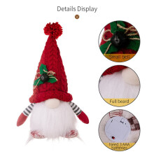 2X Weihnachtsschmuck, Strickmütze, Beleuchtete Rudolph-Puppe, Gesichtslose Zwergenpuppe, Weihnachtsdekorationszubehör, Rot