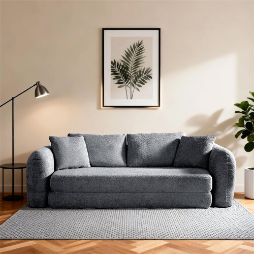 MIMO Grey Lambswool Convertible Pull-Out Sofa Bed 2