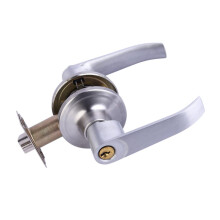Stainless Steel Door Lock Handle Set with Secure Keyed Lock, Reversible Lever for Bedroom and Bathroom