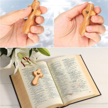 4Pcs Olive Wood  Heart, Wooden  Fidget, for Christians Prayer, Relieve Fingertip Pressure, for DIY Necklaces