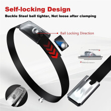 4.8x200mm 304 Stainless Steel Cable Ties 50pcs, Epoxy Coated Self-Locking for Diverse Applications