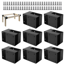 Heavy Duty Workbench Brackets Kit 4 Pcs, 3 Way Right Angle Steel Corner for 2x4 Lumber, Corrosion Resistant Black Finish
