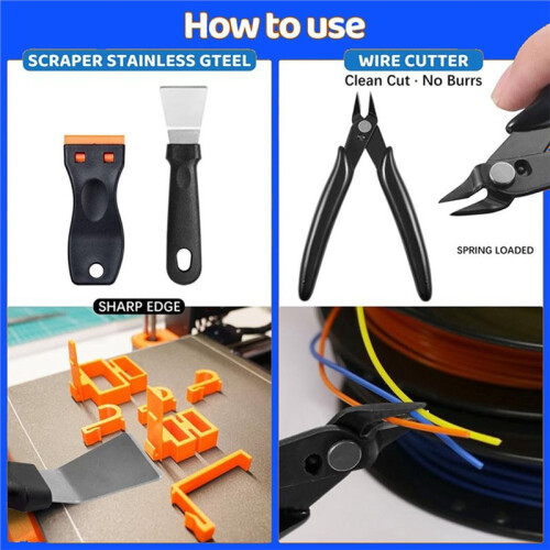 50Pcs 3D Printer Tool Kit for FDM/SLA Printers, Includes Nozzle Cleaning Kit,Scraper,Tool, Files, Brushes Kit with Case 2