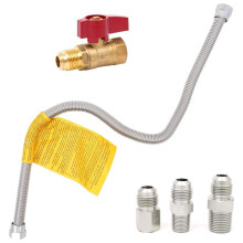 22" Stainless Steel Flexible Gas 1/2" Flare with Brass Control Valve with Coupling,for Wall Heater,Fireplace