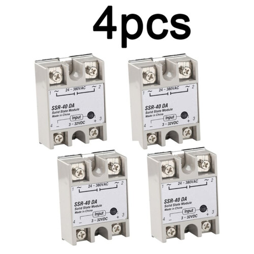 4pcs Solid State Relay SSR-40DA Relay Module SSR 40DA - Single Phase SSR 3-32V  to 5-60V  40A Load 1