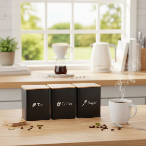 Barattoli per caffè, tè e zucchero - Set in metallo da 3 pezzi 1