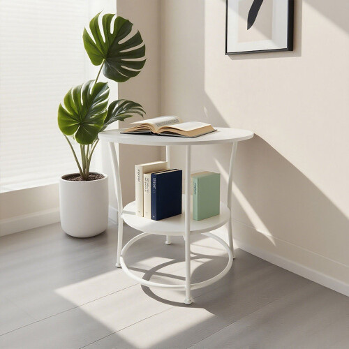 2-Tier Wood-Effect Side Table with Metal Frame 1