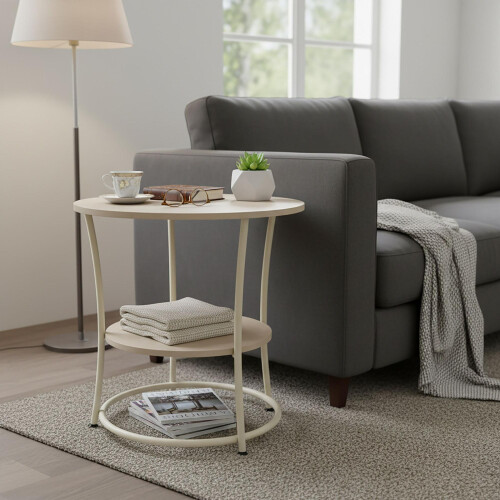 2-Tier Wood-Effect Side Table with Metal Frame 2