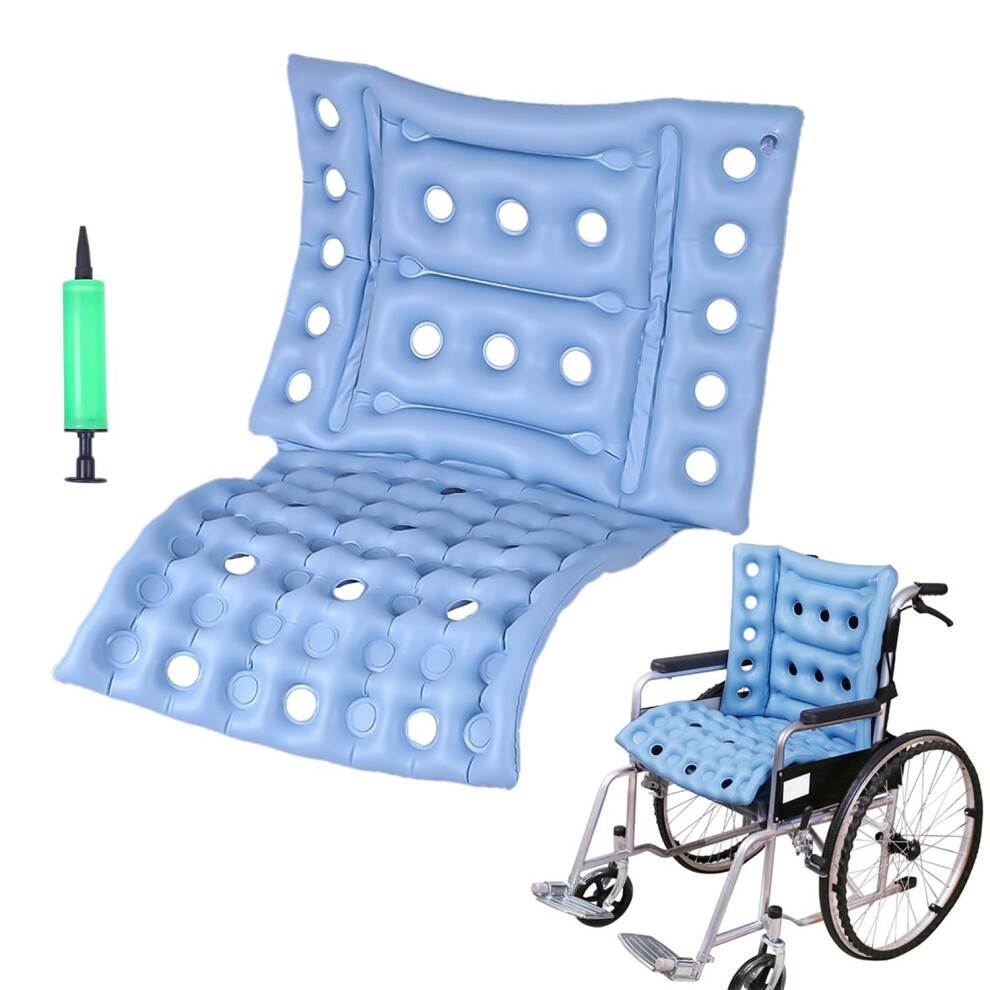 Inflatable Seat Cushion with Adjustable Firmness and Full Back Support for Travel and Wheelchair Use