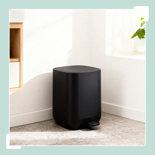 9L Square Pedal Bin, Plastic, Soft-Close Lid 2