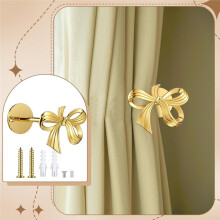 2Pc Metal Bow Curtain Holdbacks Wall Mounted Bow Curtain Hold Backs Curtains Holders for Living Room Bedroom Home