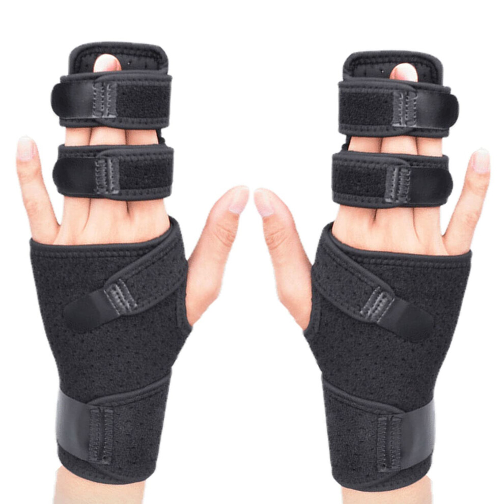 1 Pair Finger Splint and Trigger Finger Brace, Adjustable TwoFinger Support for Fracture Recovery and Tendonitis