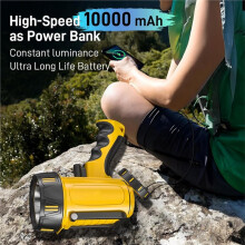 100,000 Lumen Bright Spotlight,10000mAh Rechargeable Flashlight Handheld Spotlight,Spot Light Outdoor Runtime 72+