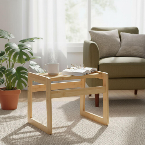 Bamboo Bathroom Stool - Seating & Storage Solution 2