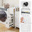 Movable bathroom cabinet with 2 pull-out drawers & brush holder for small spaces white 5