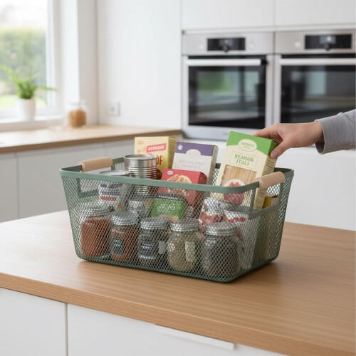 Square Metal Storage Basket with Handles 2