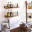 Wandregale, 2-teiliges Set, Holz und Eisen 1