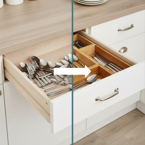 Bamboo Drawer Organizer Set, 5-Piece - Kitchen & Office 2