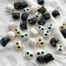 24Pcs Beaded Cat, Cute & Adorable Cat-Themed Horizontal-Hole Bead - -Eyed Owl Charm for DIY Bracelets & Keychains