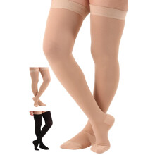 Extra Wide Thigh Compression Stockings 2030mmHg for Women and Men Beige 4XL StayPut Fit