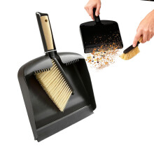 Mini Broom and Dustpan Set with Ergonomic Wooden Handle, Dense PET Bristles for Kitchen Counter Cleaning