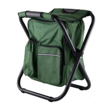 3in1 Folding Backpack Cooler Chair with Insulated Storage, Ergonomic Seat for Camping and Fishing (Green)