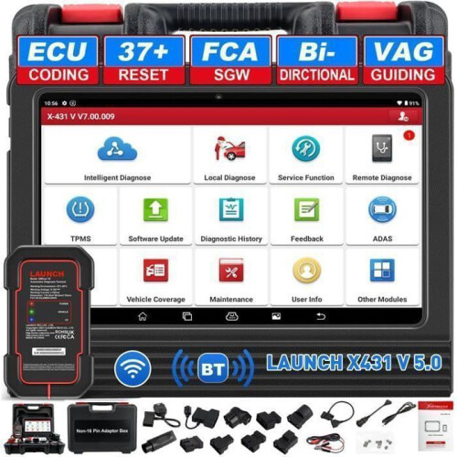 Diagnosetool auto - LAUNCH - X431 PRO V5.0 - Multimerken OBD2 - 37+ speciale functies - ECU codering / ADAS