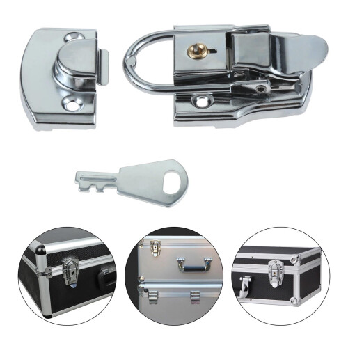 Metal Cabinet Latch with Key, Adjustable Toggle Latch Lock for Tool Box, Secure Door Closure 76x45mm 2