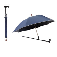 2in1 Windproof Walking Cane Umbrella for Men and Women, Lightweight Blue Crutch Umbrella