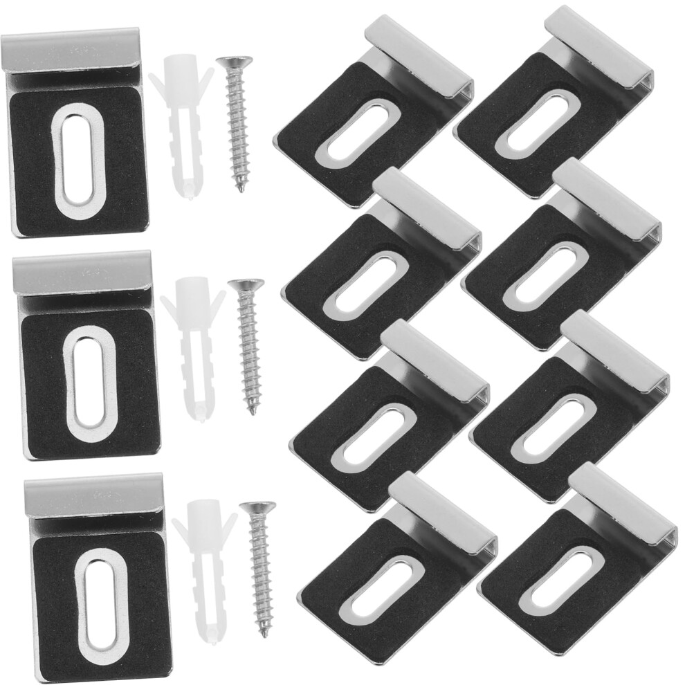 12Pcs Stainless Steel Mirror Mounting Clips Kit Heavy Duty Frameless Wall Mirror Hanging Hardware 9073542190356