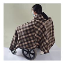 Warm Wheelchair Blanket with Hood Full Body Coverage Windproof Fleece Cover for Winter Travel Brown