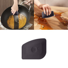 5 Pack Non‑Scratch Pan Scraper Set for Cast Iron, Sturdy Plastic Pot and Pan Cleaning Tool Brown‑1