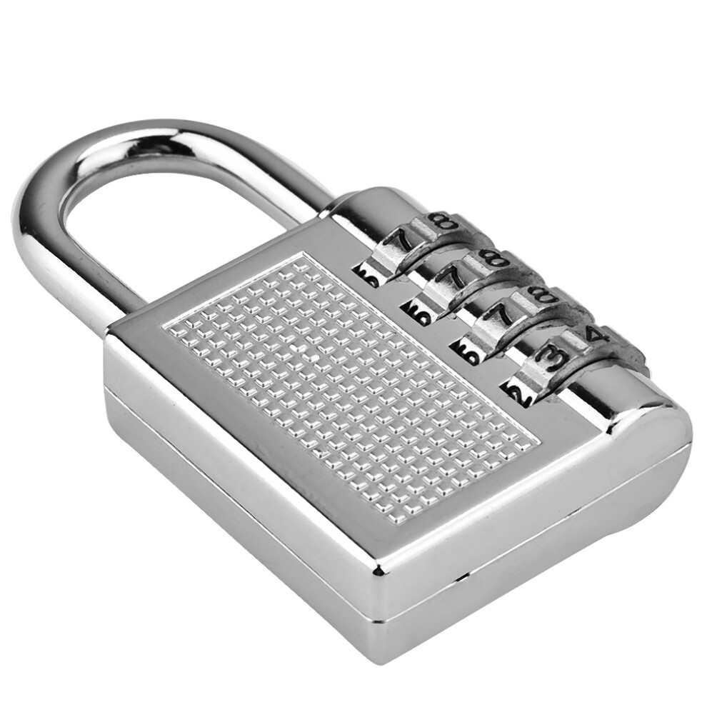 Silver Durable 4-Digit Combination Padlock For Gym Locker & Drawer Security
