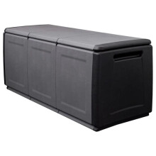 Coffre boîte meuble de jardin rangement 138 x 53 x 57 cm 330 litres gris