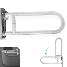2X Toilet Safety Rails 24 Inch FlipUp Bathroom Grab Bars for Elderly and Disabled with Rustproof Stable Support