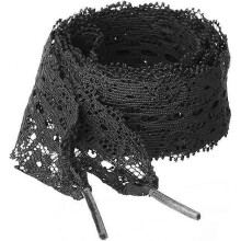 1 Pairs Womens Flat Hollow Flower Lace Shoelace Shoe Laces Shoestrings 120cm Black