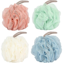 Bath Sponges Shower Loofahs 50g Mesh Balls Sponge 4 Solid Colors for Body Wash Bathroom Men Women - 4 Pack Scrubber Cleaning Loofah Bathing Accessorie