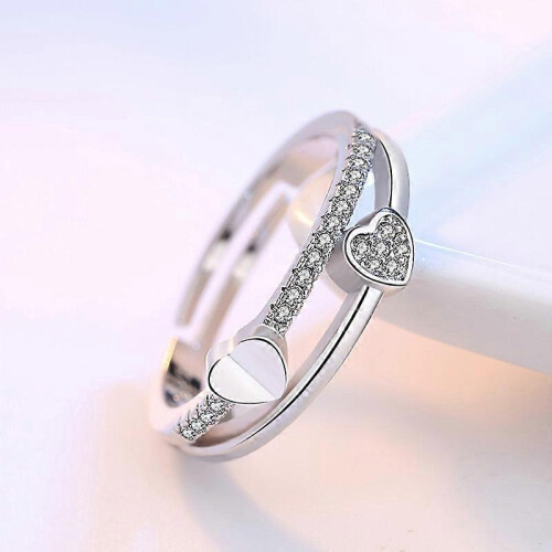 Dww - A women's white diamond ring (white copper plated with platinum), with adjustable opening 1