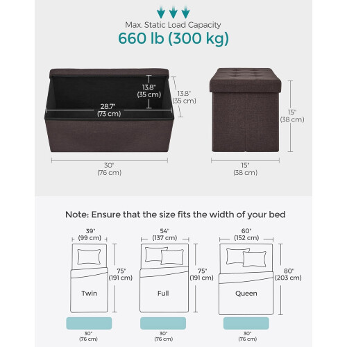 30 Inch Folding Storage Ottoman Bench with Lid 2