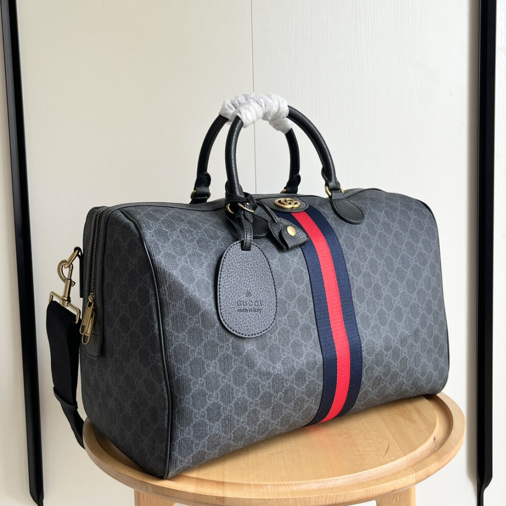 Xhrain Gucci Savoy Travel Duffel Bag | Gg Supreme Canvas Weekender Grey